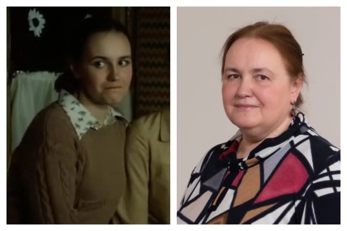    Елена Земляникина в фильме «Детский мир», 1983 г. (кадр видео) и в наши дни, фото: mgpu.ru.