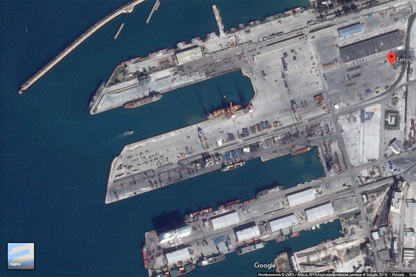 Порт Тартус в Сирии на картах Google / Google Maps  