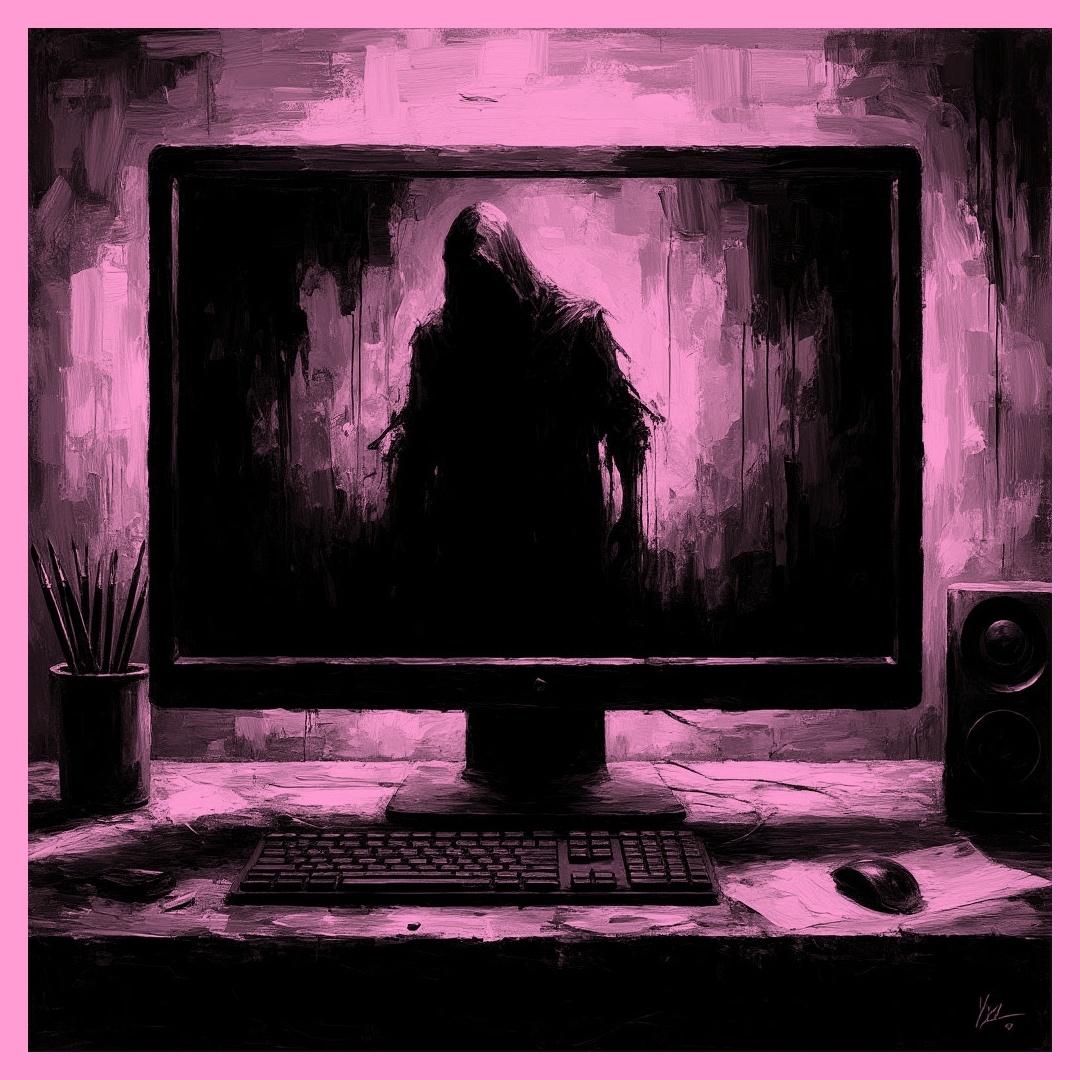  и в отражении, клянусь, я увидел фигуру, стоящую позади меня...