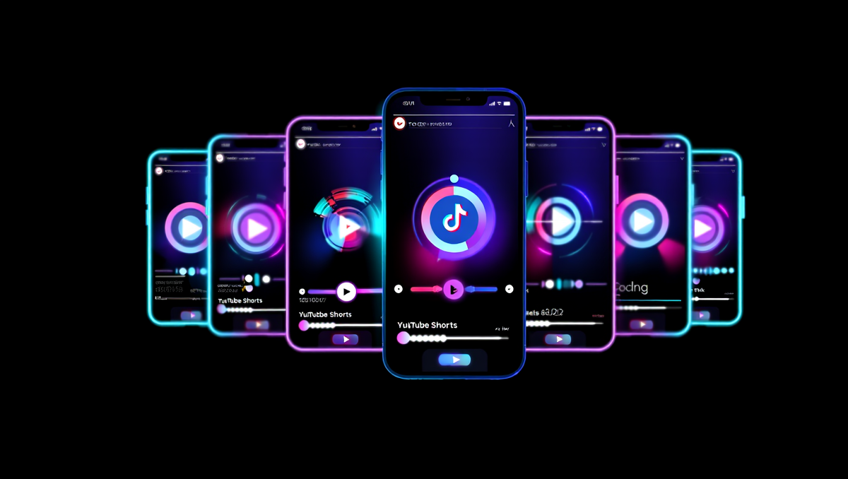 Экраны смартфонов с социальными сетями в которых короткимие видео набрали популярность.