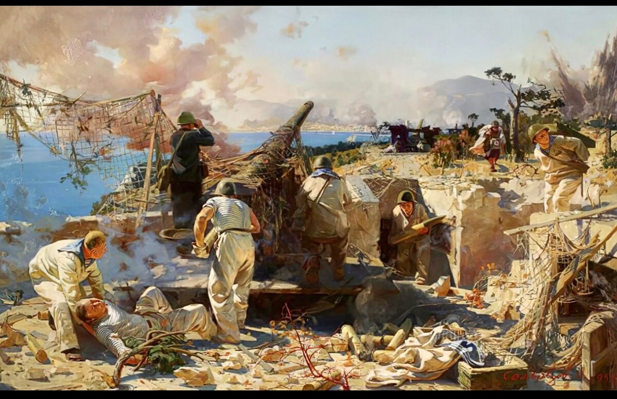 Виктор Саморезов. «Артиллеристы Черноморского флота в обороне Новороссийска». 1955