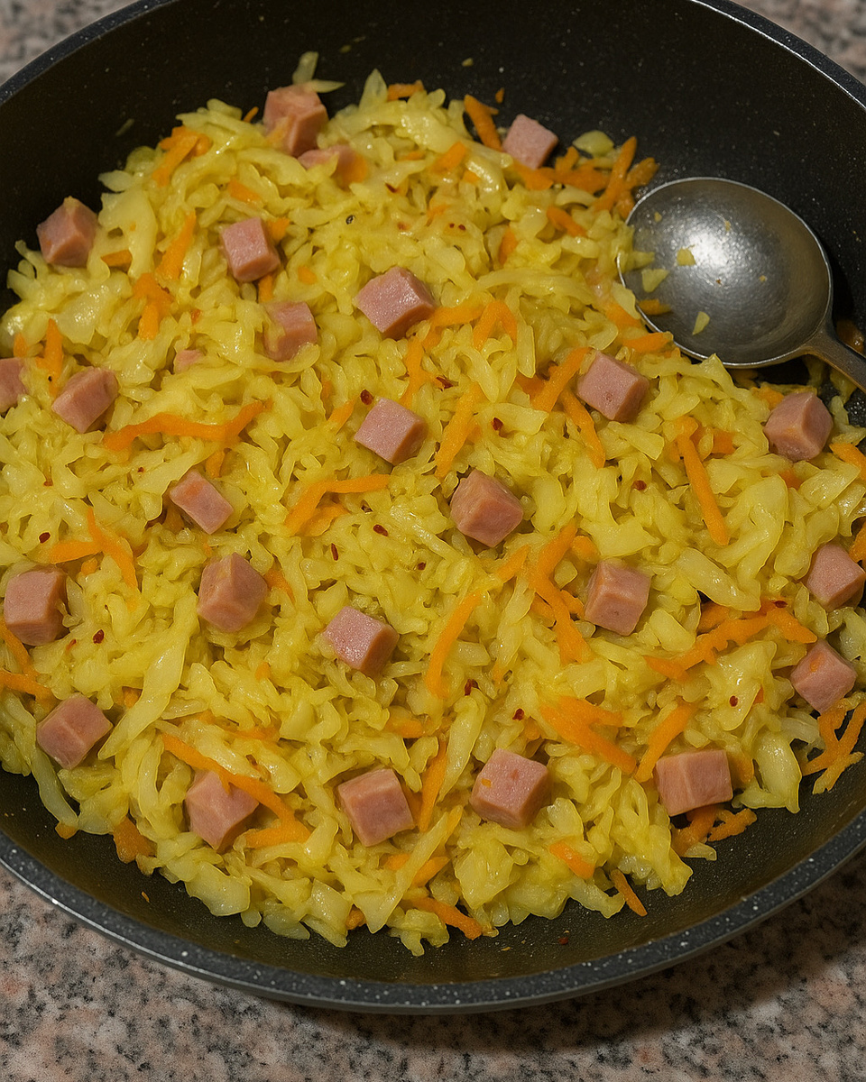 Тушеная капуста с ветчиной 