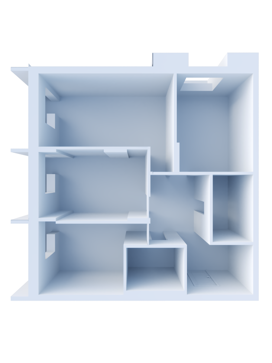 Изображение 3D-модели стен, оконных и дверных проёмов 