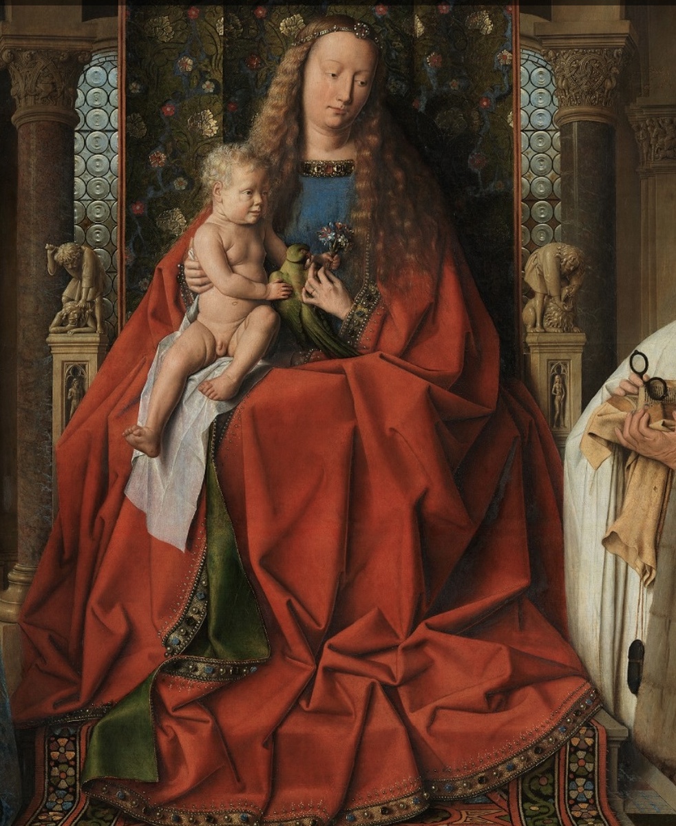 Ян ван Эйк. Мадонна каноника ван дер Пале. ок. 1434—1436 Дерево, масло. 141 × 176.5 см. Музей Грунинге, Брюгге, Бельгия. Фрагмент. 