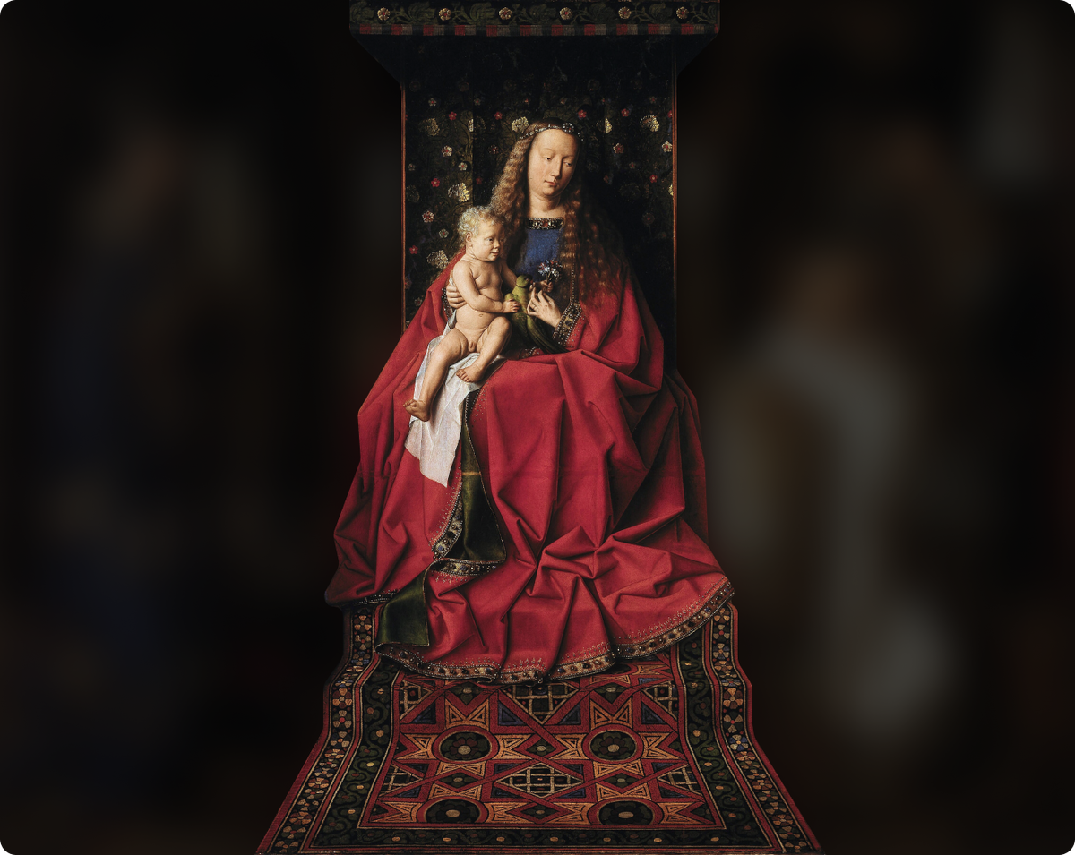 Вот, это -чтобы вы оценили иллюзорный эффект «далекой-близкой Девы Марии» (взгляд направьте вертикально, вверх-вниз и наоборот). Конечно, в реальности это гораздо более наглядно, но так тоже можно составить некоторое впечатление. 