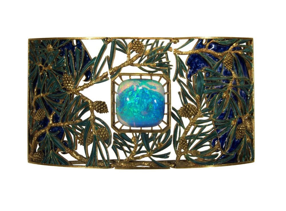 Чокер "Орлы и сосны" - опал, золото, эмаль