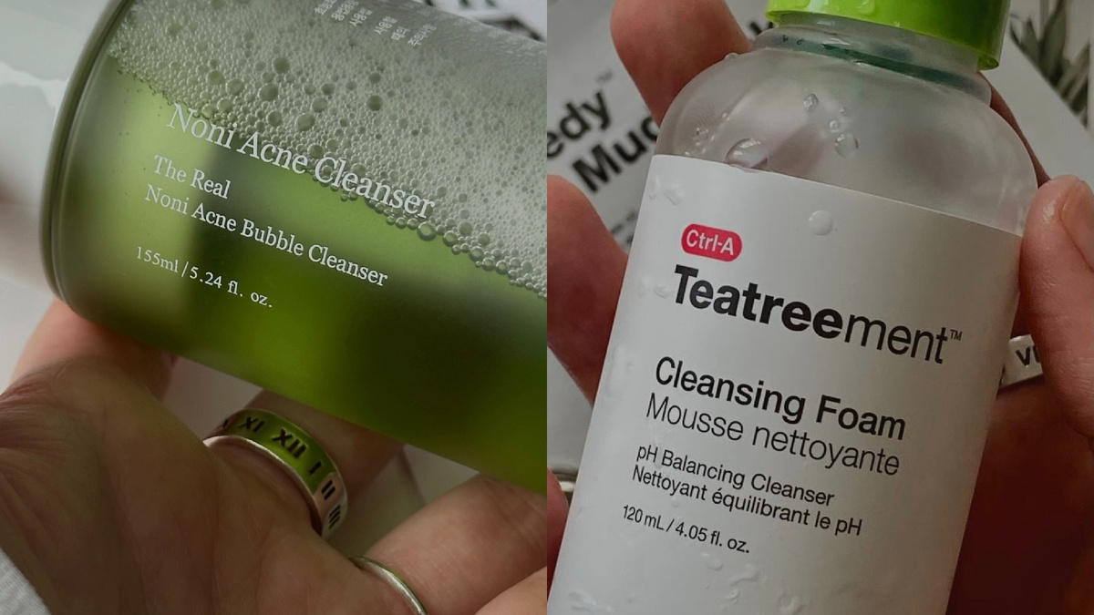 1.Celimax очищающий мусс с экстратом нони. 2. Dr.Jart+ гель для умывания с чайным деревом.