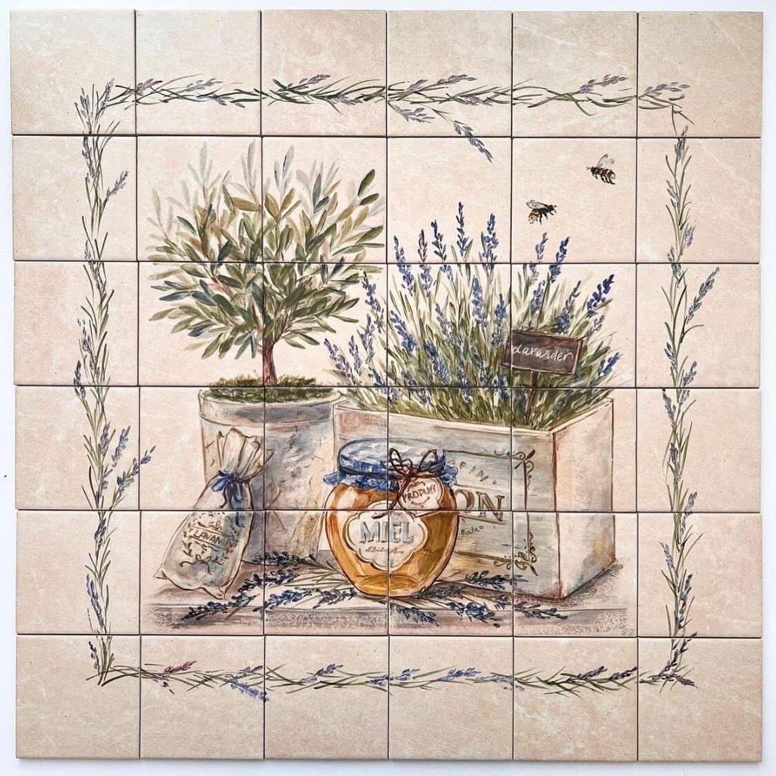 Лавандовый мед, 60 на 60 см, панно для кухонного фартука