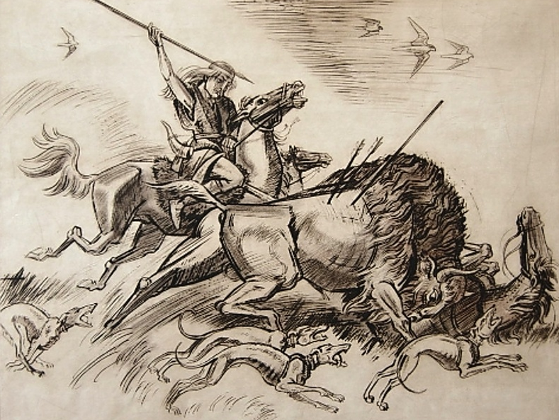 Охота на зубра. Картина А. Кашкуревича