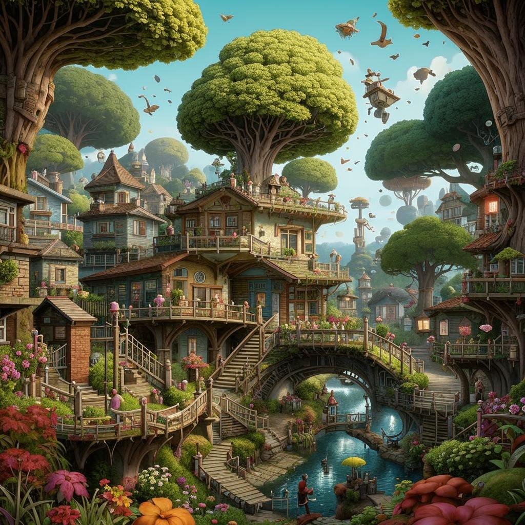 Пыталась сгенерировать хаос. Не такой уж и хаос получился, наоборот, всё связано лесенками и переходами.