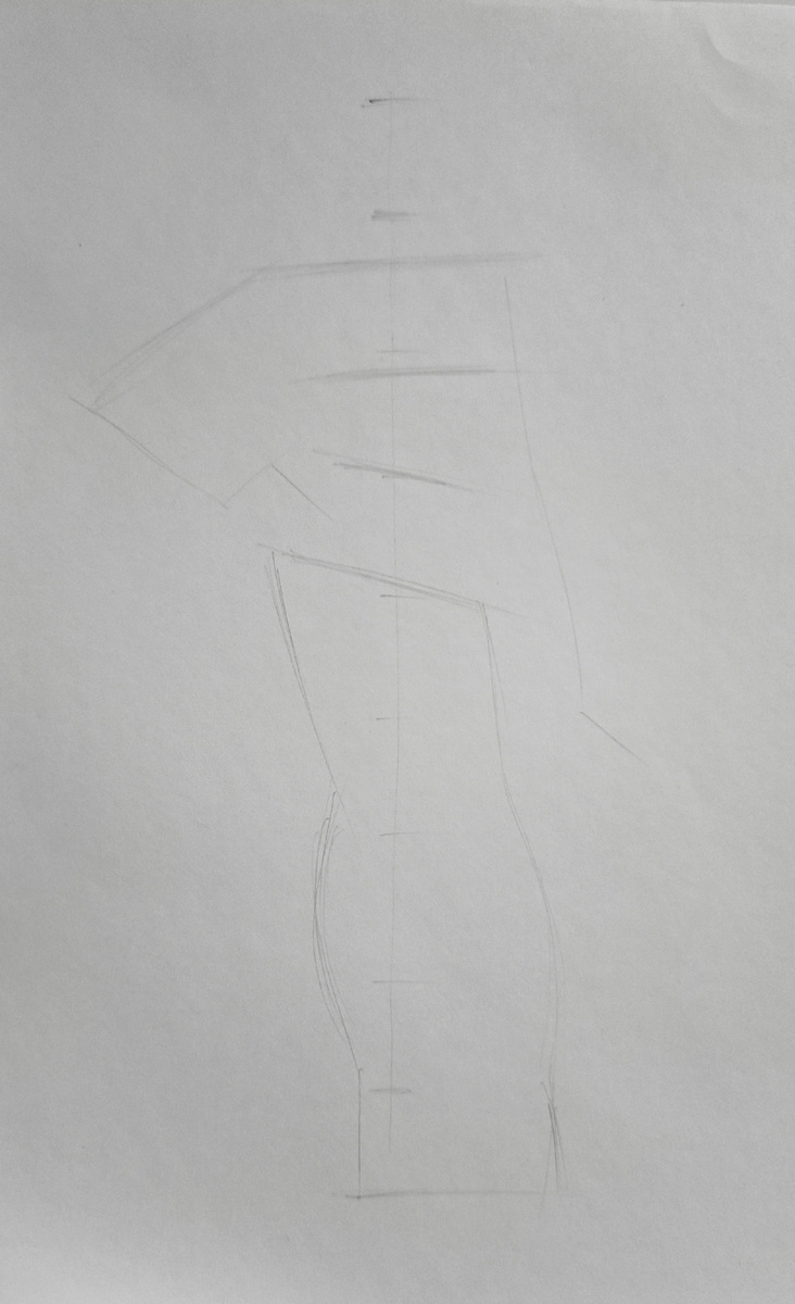 1 этап фэшн иллюстрации. Построение.