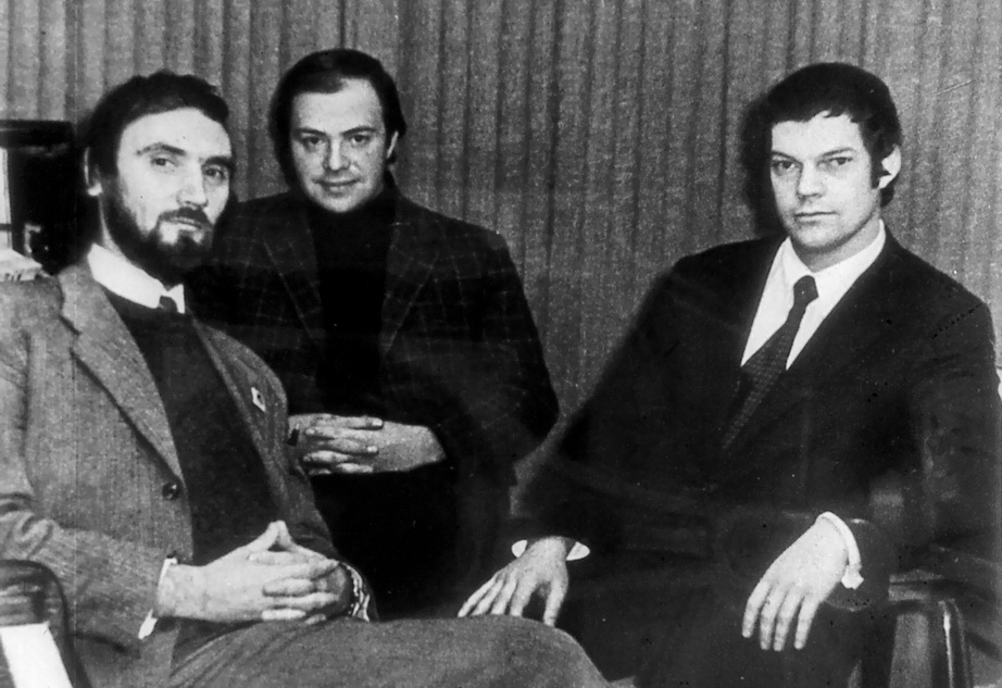 1970 год. Первые преподаватели импровизации и композиции в Студии искусства музыкальной импровизации «Москворечье»: Алексей Козлов, Игорь Бриль, Герман Лукьянов (из коллекций Центра исследования джаза)