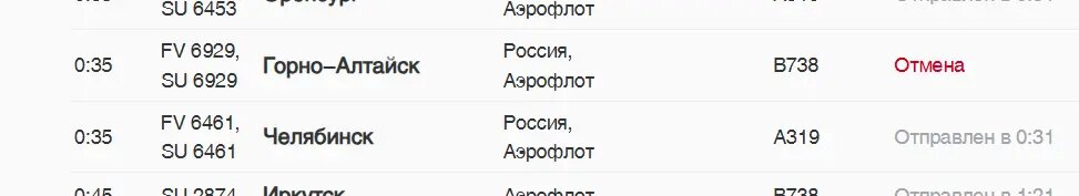    Фото: скриншот онлайн-табло аэропорта Пулково