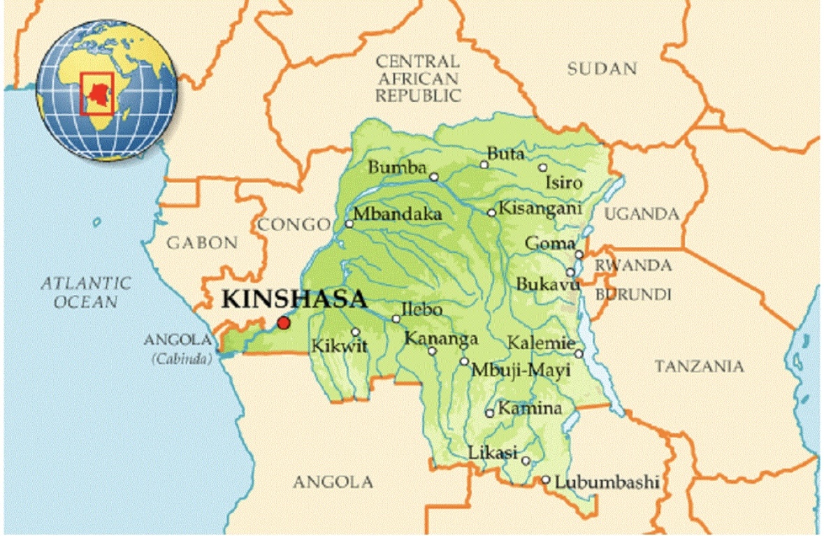 The Domocratic Republic of Congo on the map 