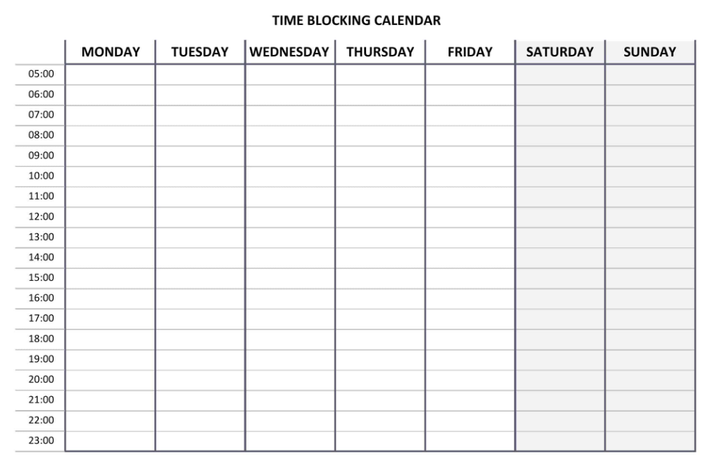 Шаблон для метода time blocking