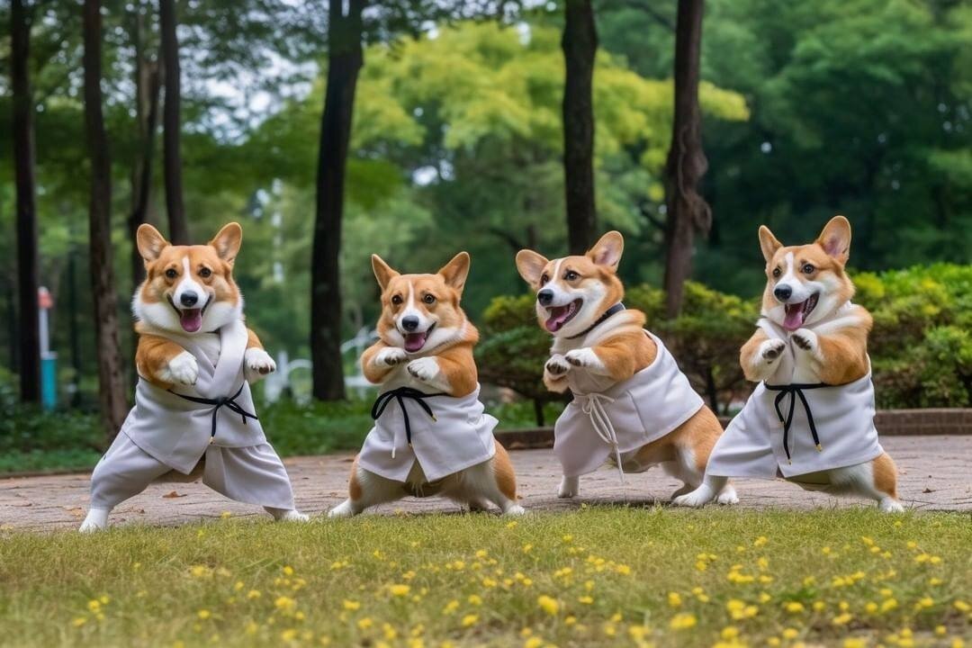 Мы с друзьями в парке осваиваем коротколапо-фу!