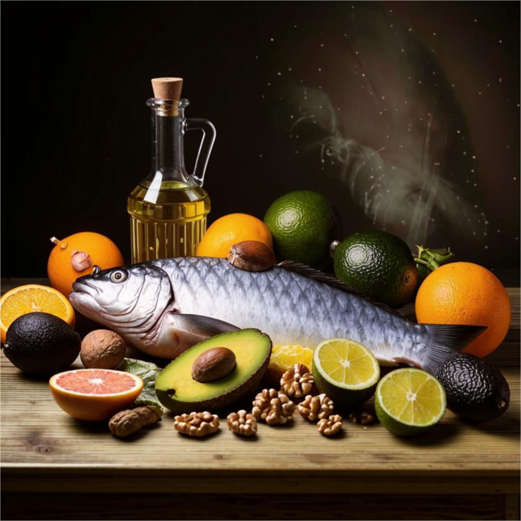 Рыба, грецкие орехи, растительные масла, авокадо и цитрусовые - компоненты диеты для поддержания суставов.