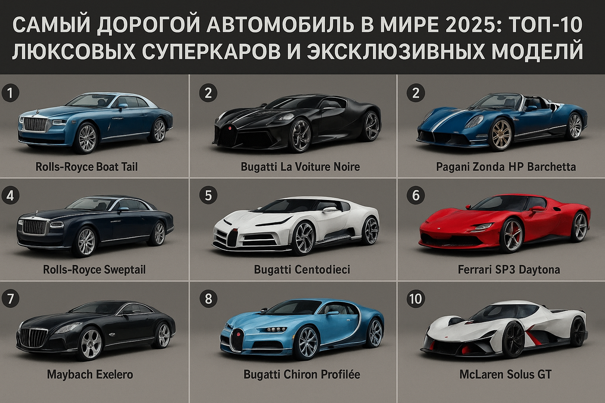 Самый дорогой автомобиль в мире 2025: ТОП-10 люксовых суперкаров и эксклюзивных моделей