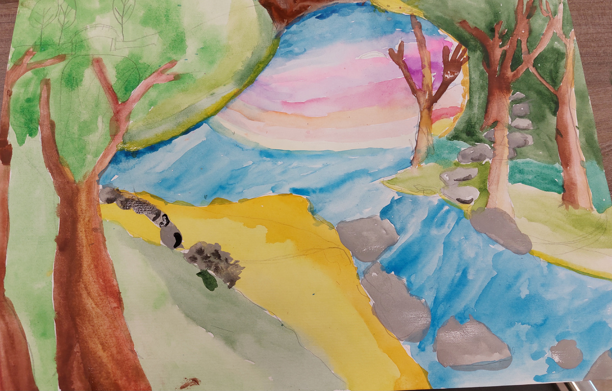 Акварель, рисунок не закончен.