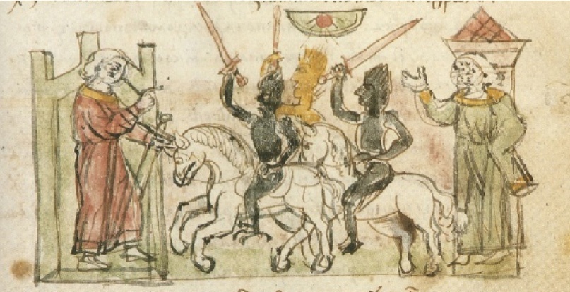 Нашествие «навьев» на Полоцк. Миниатюра из Радзивиловской летописи. Конец XV в.