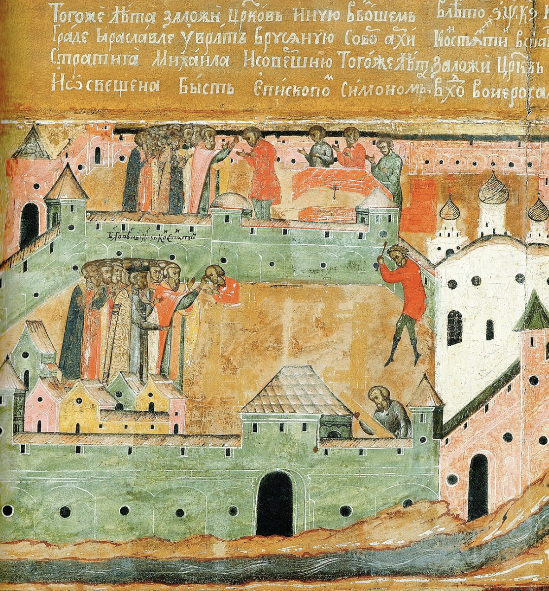     Князь Константин Всеволодович закладывает церковь Михаила Архангела и церковь Входа в Иерусалим в Ярославле / www.icon-art.info