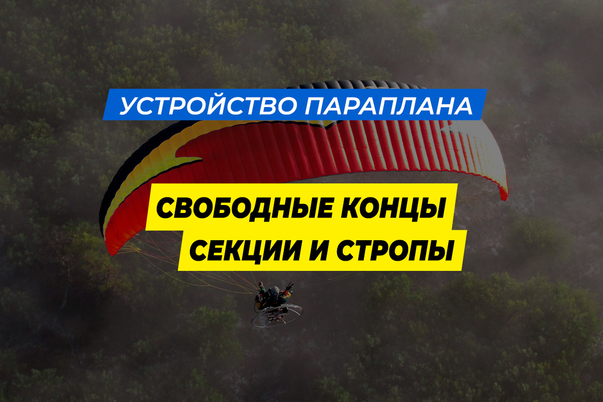 Устройство параплана: купол, стропы и свободные концы