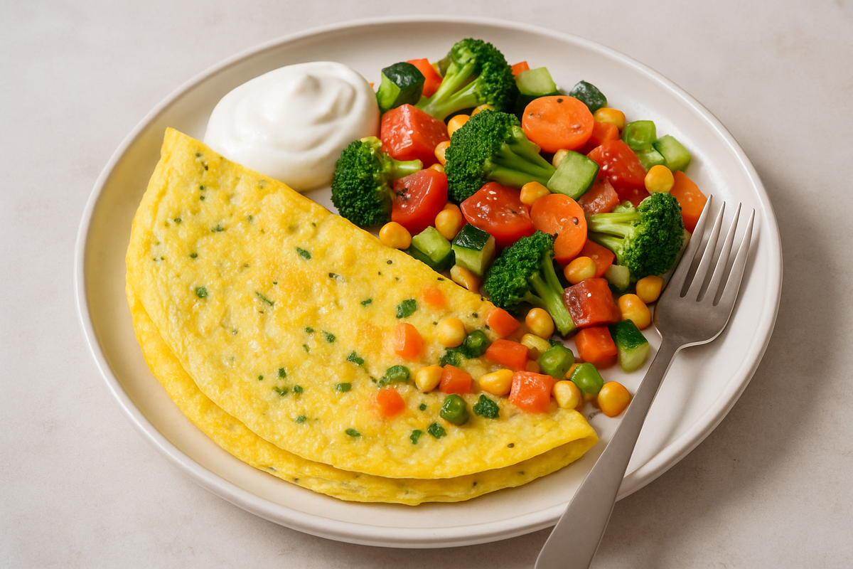 ПП омлет с овощной смесью и сметаной