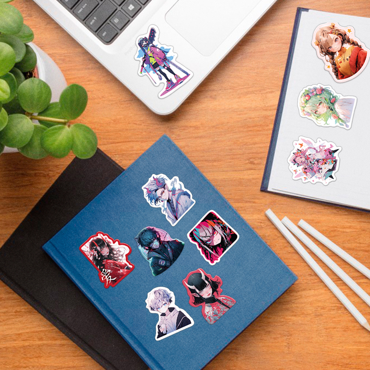 Пример оформления яркими наклейками.