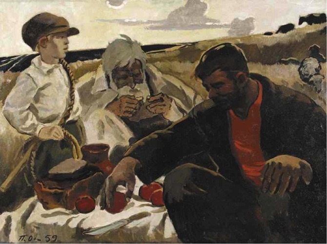 Петр Оссовский. Три поколения. 1959 год, холст, масло, 73 х 97. Частное собрание