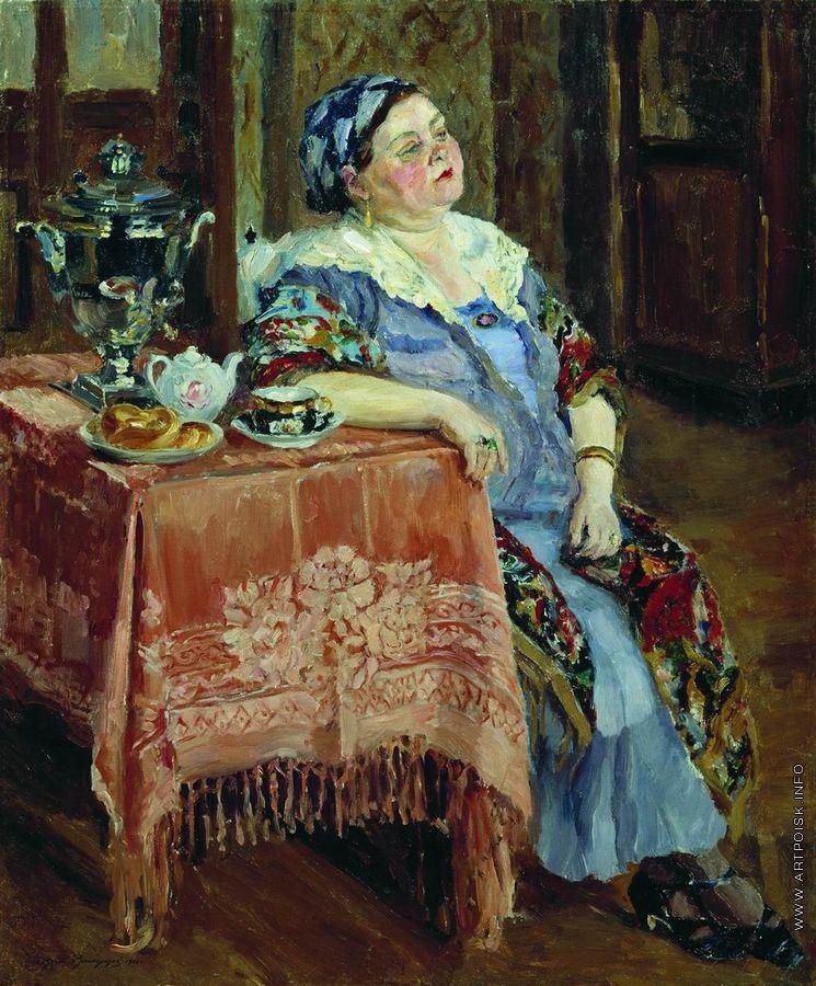 Сергей Арсеньевич Виноградов, «Купчиха за самоваром», 1936 год. Из собрания Государственной Третьяковской галереи
