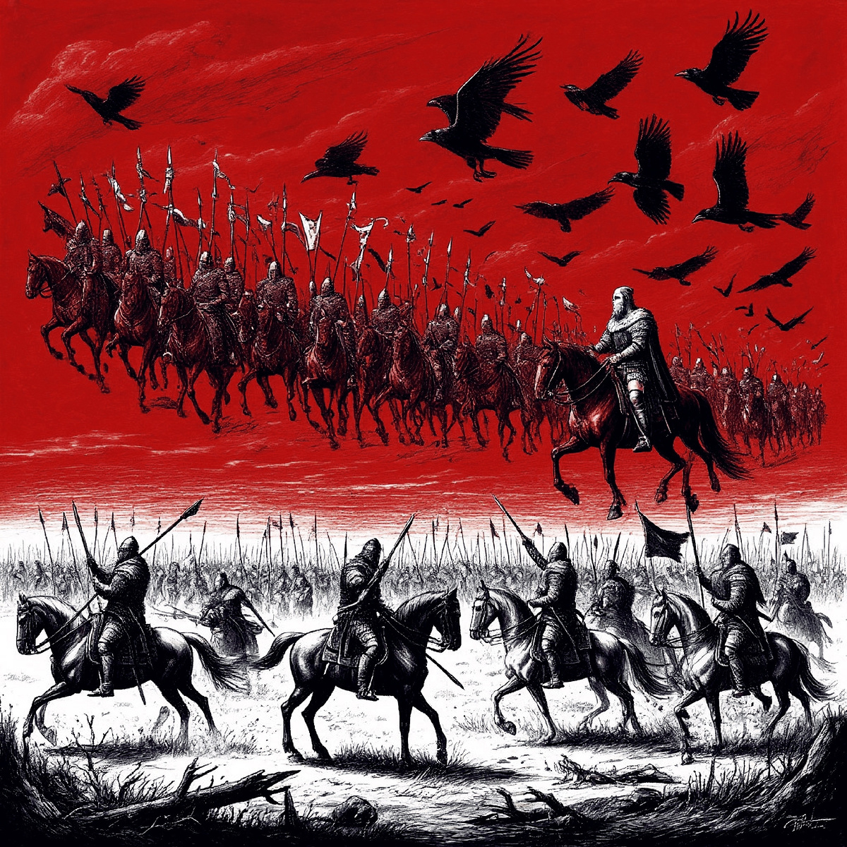 Дикая Охота. Изображение сгенерировано нейросетью