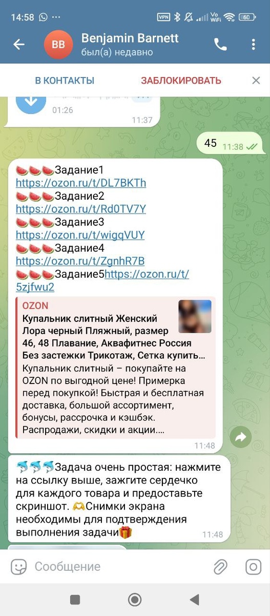 Задание, которое присылали мошенники