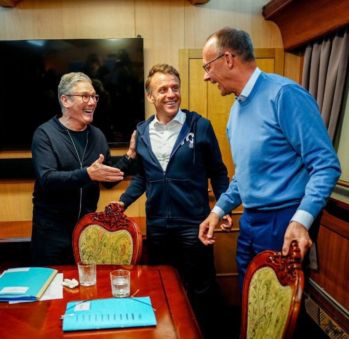    Стармер, Макрон, Мерц. Скриншот: ТГ-канал Резидент