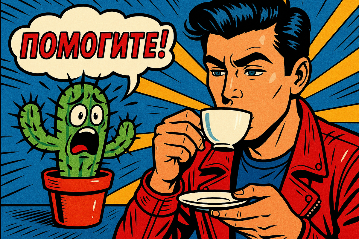 Современный комикс: кактус «кричит» ультразвуком, но человек ничего не слышит