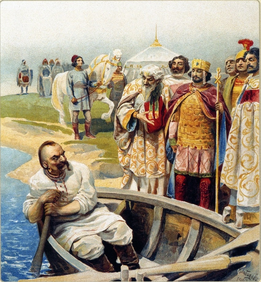Встреча Святослава с Иоанном Цимисхием. К. В. Лебедев, 1916 год