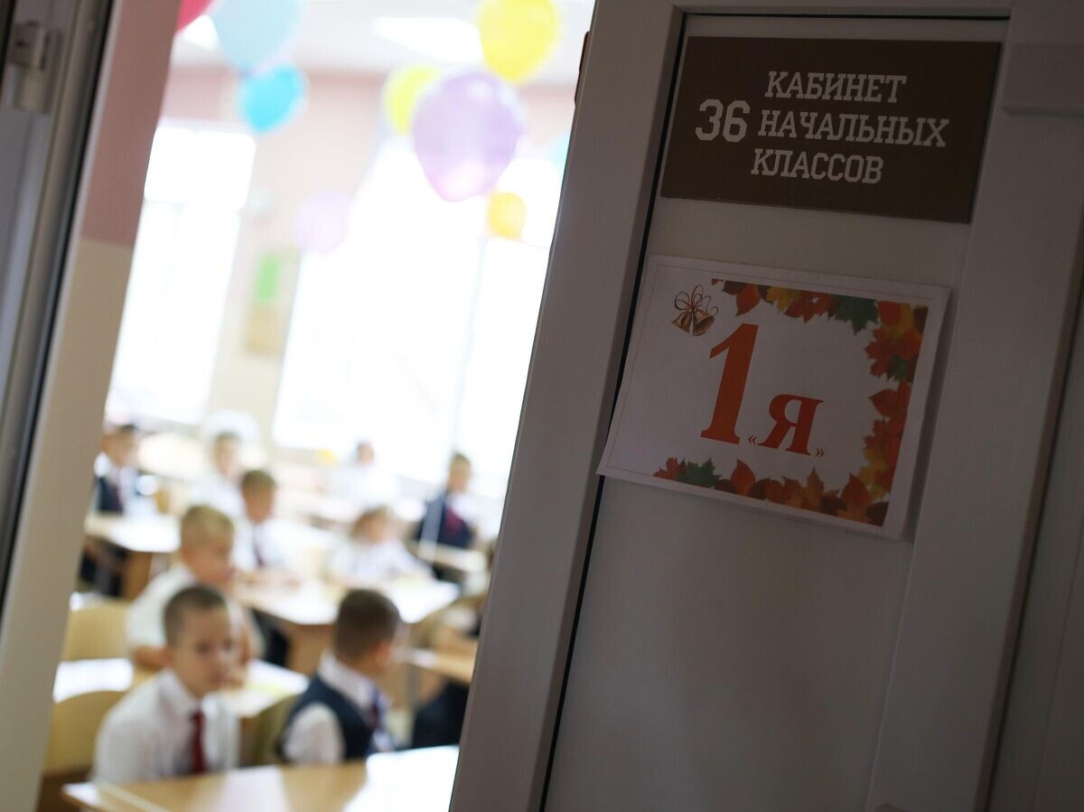   Первоклассники в учебном классе © РИА Новости / Виталий Тимкив