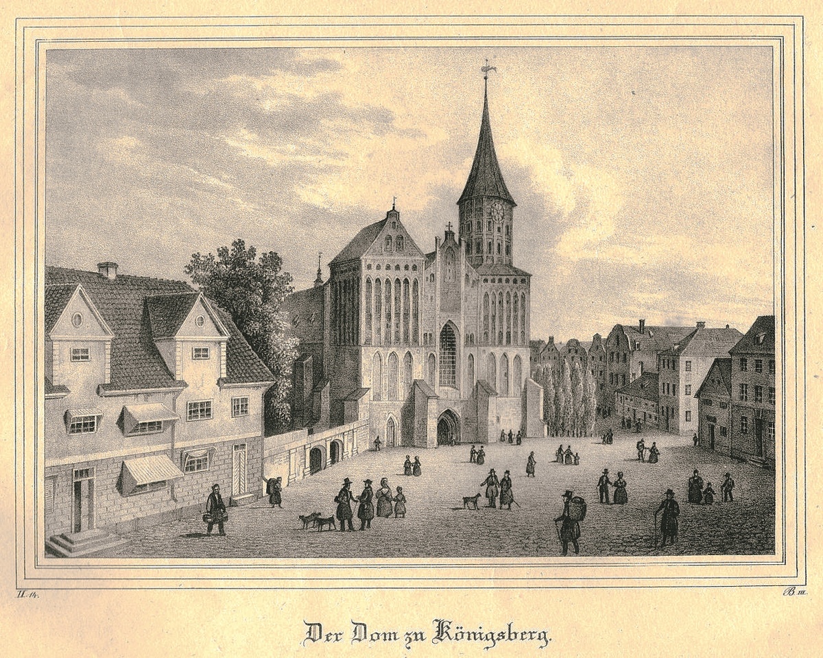 Кнайпхоф, вид на Кафедральный собор. Гравюра, XIX в. 