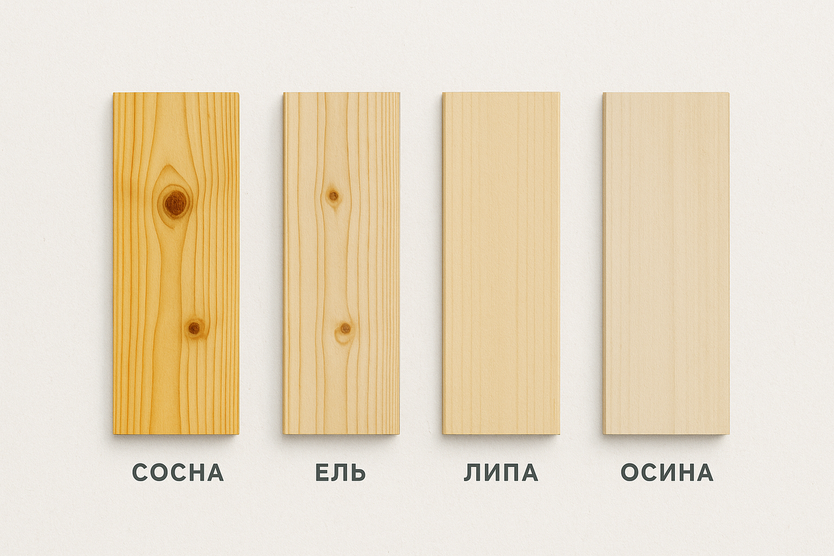 Породы дерева. В реальности цвет не так сильно отличается, но суть отражает