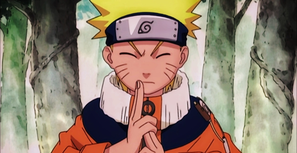 Применяя новые техники (кадр м/с Наруто, 1 сезон 10 серия)