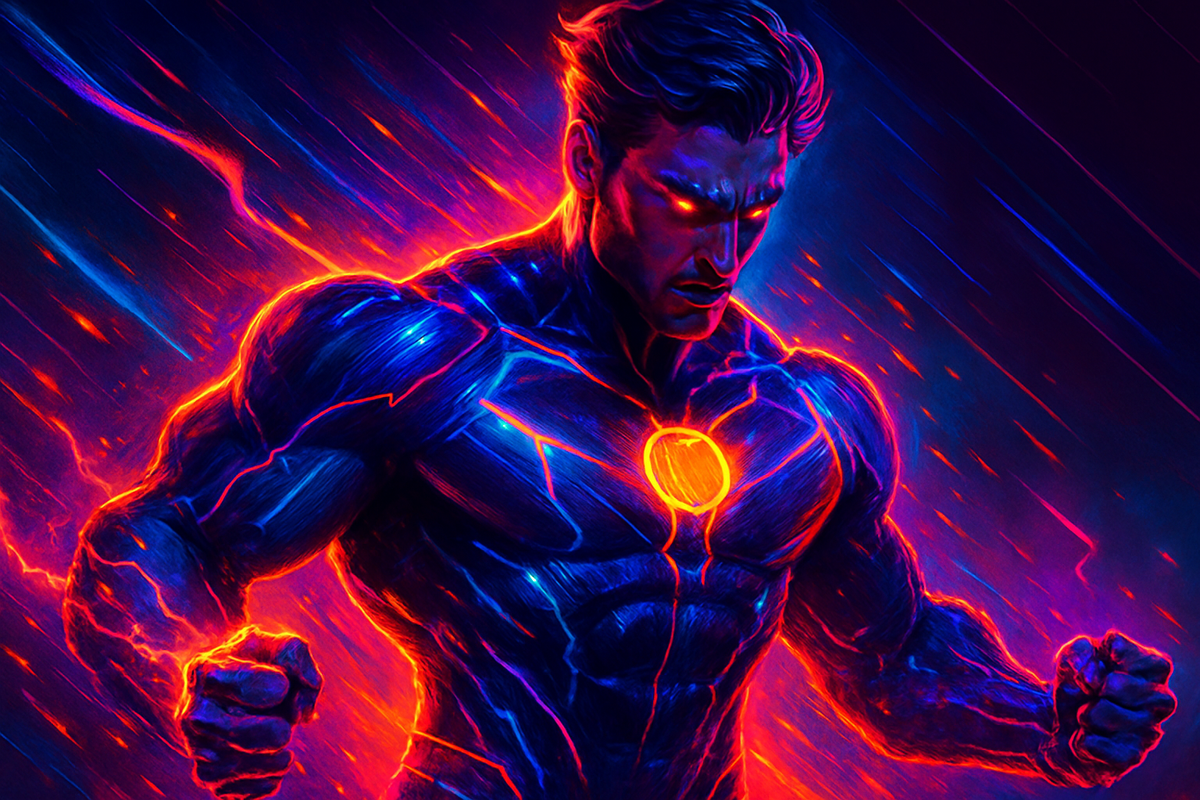 мой промпт превратился в какого-то агрессивного супергероя