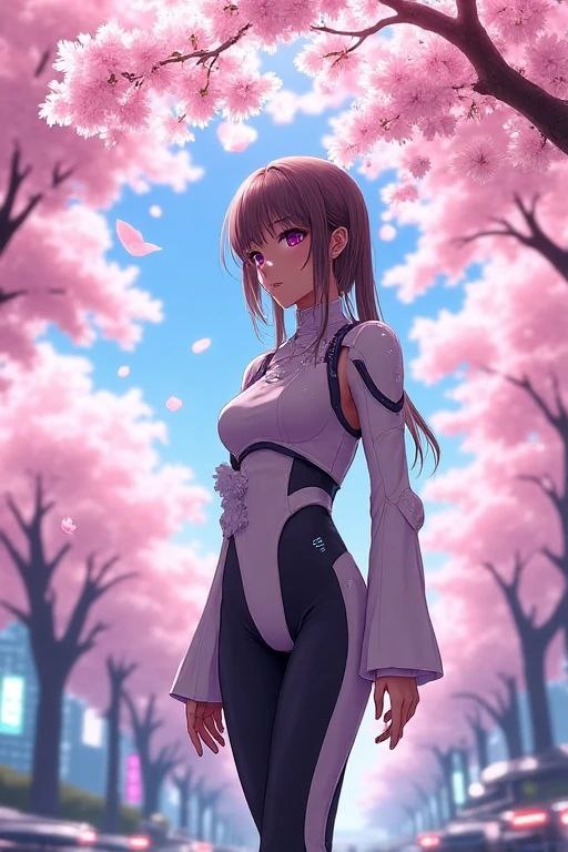 мы решили сделать футуристическую аниме девушку на фоне сакуры