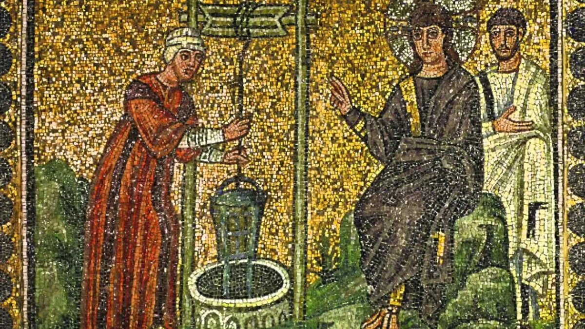 Иисус и самарянка. Мозаика