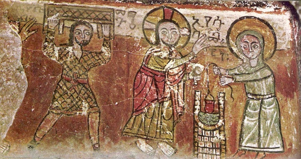 Иисус и самарянка. Фреска.