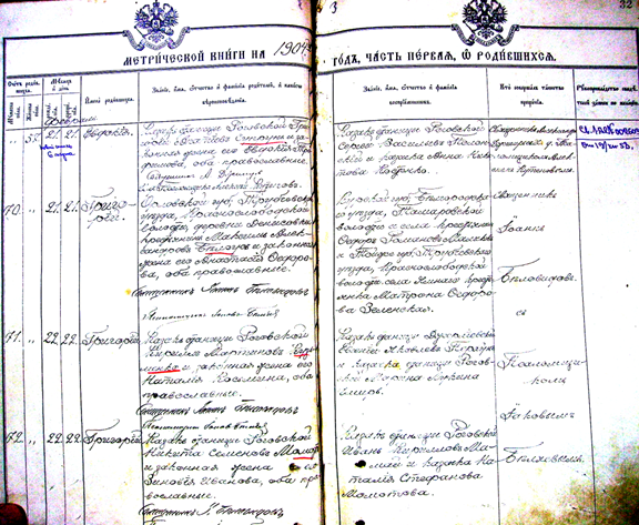 Запись о рождении Григория Никитовича Момота.

