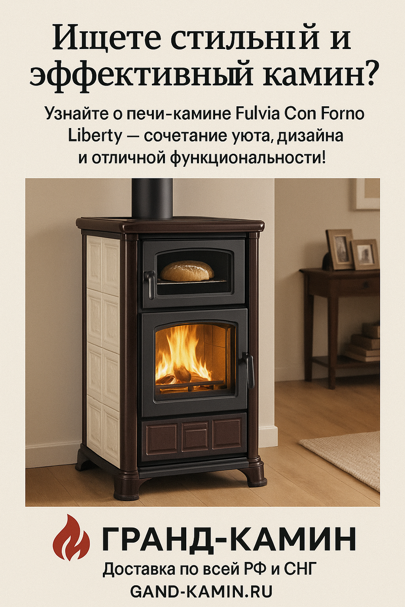    Печь-камин Fulvia Con Forno Liberty: как создать уют и комфорт в вашем доме с 6 кВт тепла и встроенной духовкой Kamin