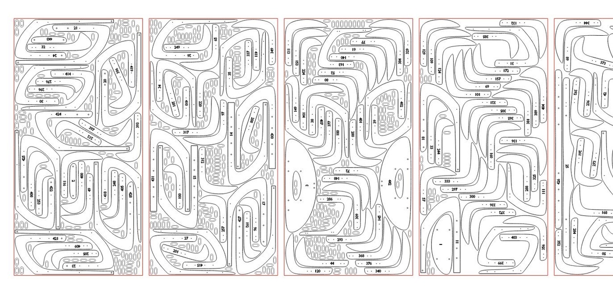 Компоновка деталей (ламелей).