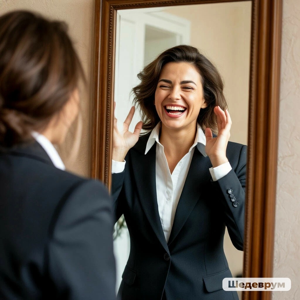 Улыбайся себе, радуйся своему отражению.