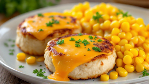 Котлеты из куриной грудки с сыром и кукурузой 