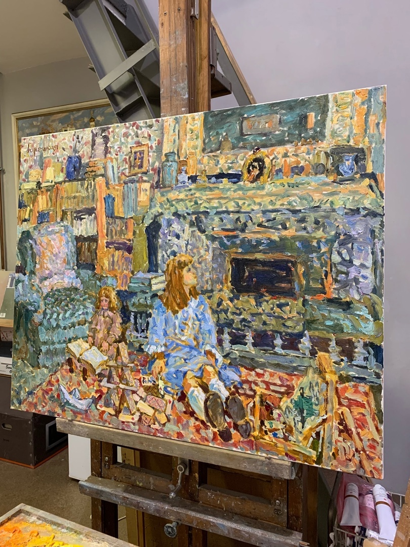 Полина Горецкая "Алиса в гостях у Вюйара" 2022 холст, масло 80х100