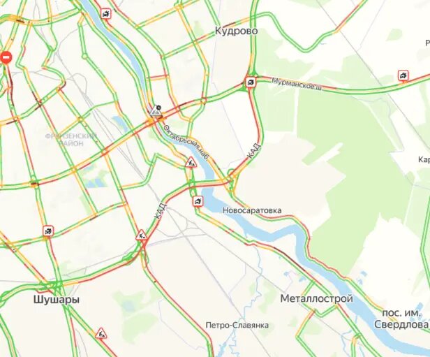    Фото: скриншот сервиса Яндекс.Пробки